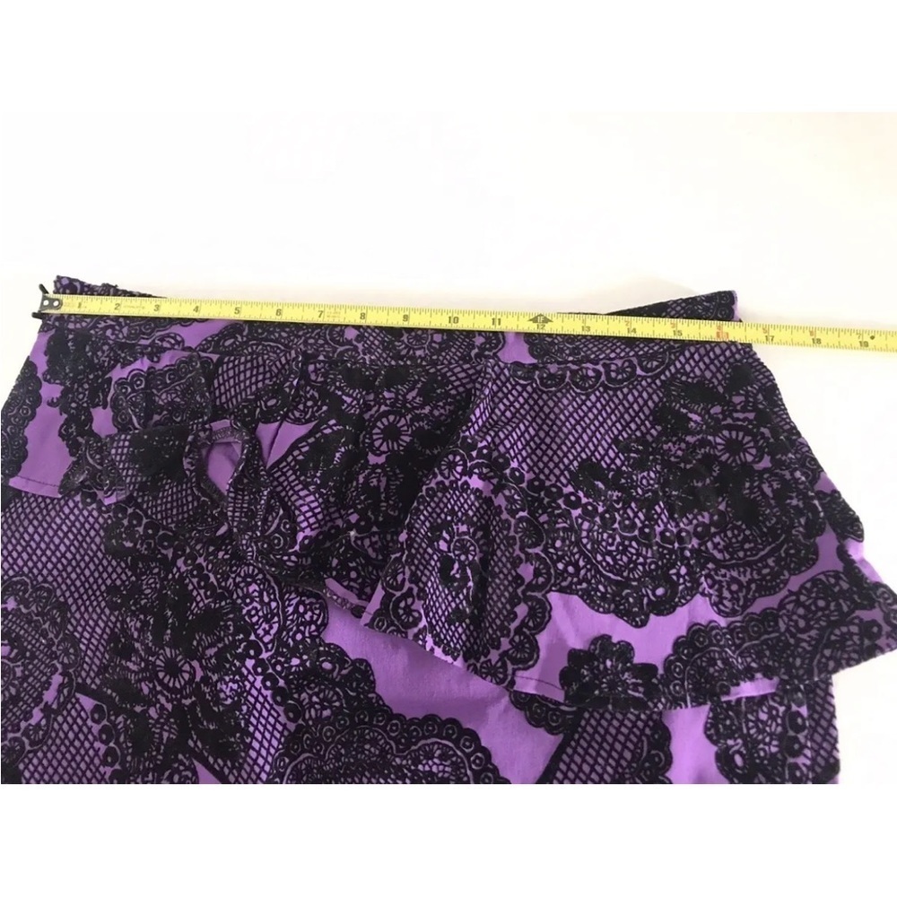 Asos | Embroidered Flounce Ruffle Skirt Size 12 Purple Pencil Mini Skater - Picture 9 of 11